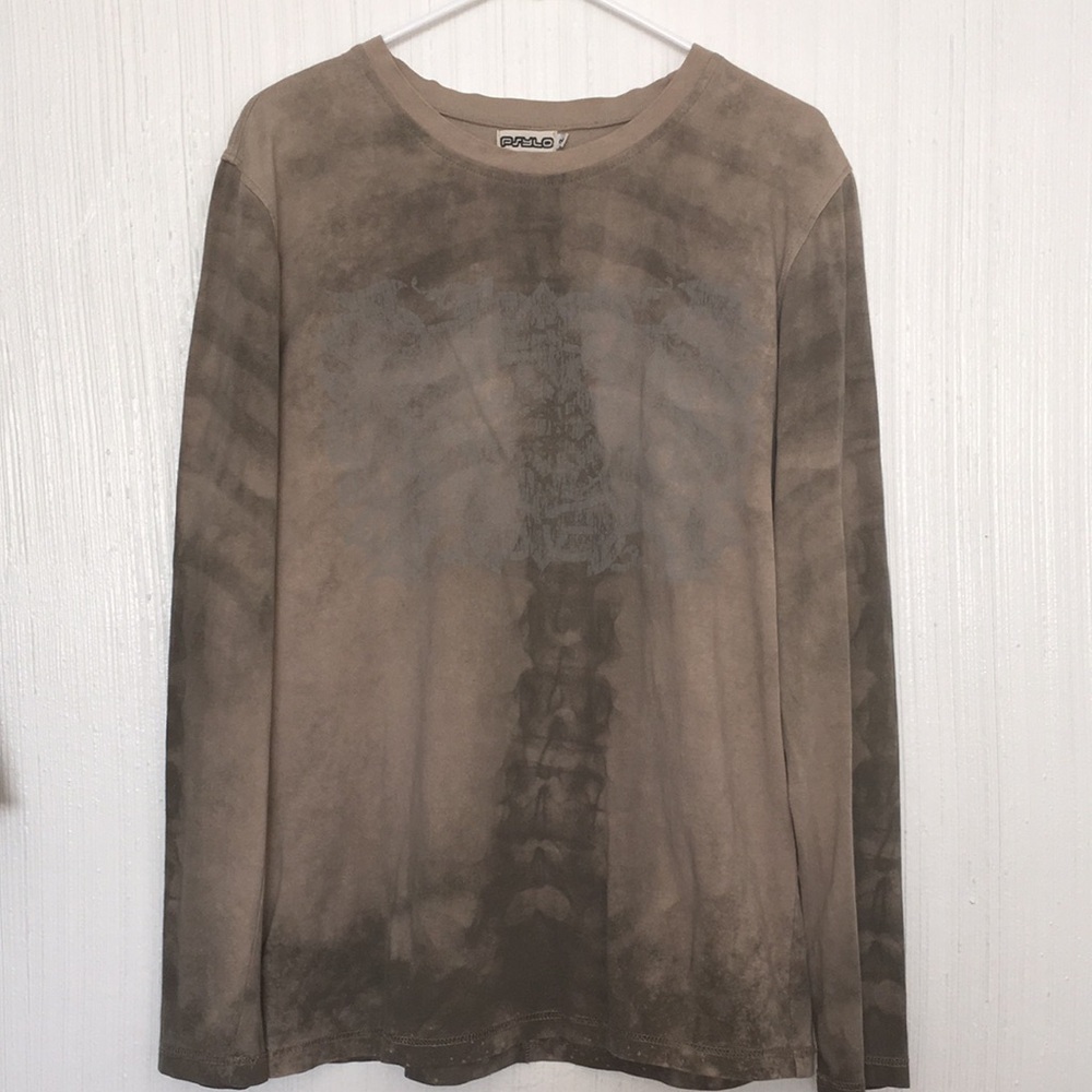 $88 Psylo Mens long sleeved shirt top 2 M 43” B EDM Rave Tribal Cyber